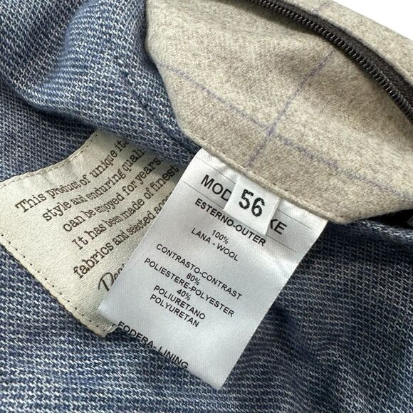 Khaki’s of Carmel Tan Window Pane Italian Wool Quilted Preppy Winter Jacket, 56/ - Picture 8 of 15